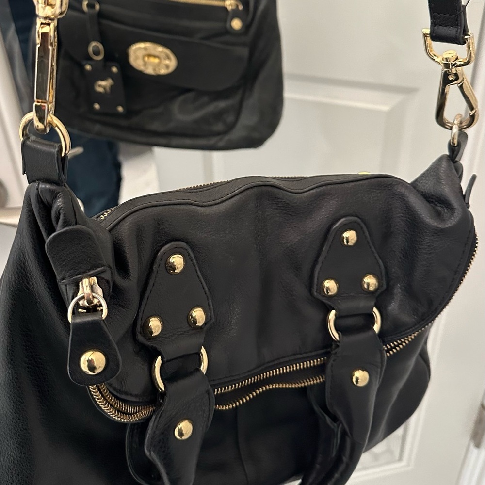 Emma Fox black leather crossbody purse